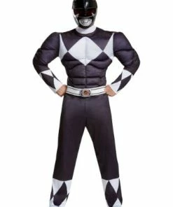 Fun.com Power Rangers Black Adult Muscle Ranger Costume