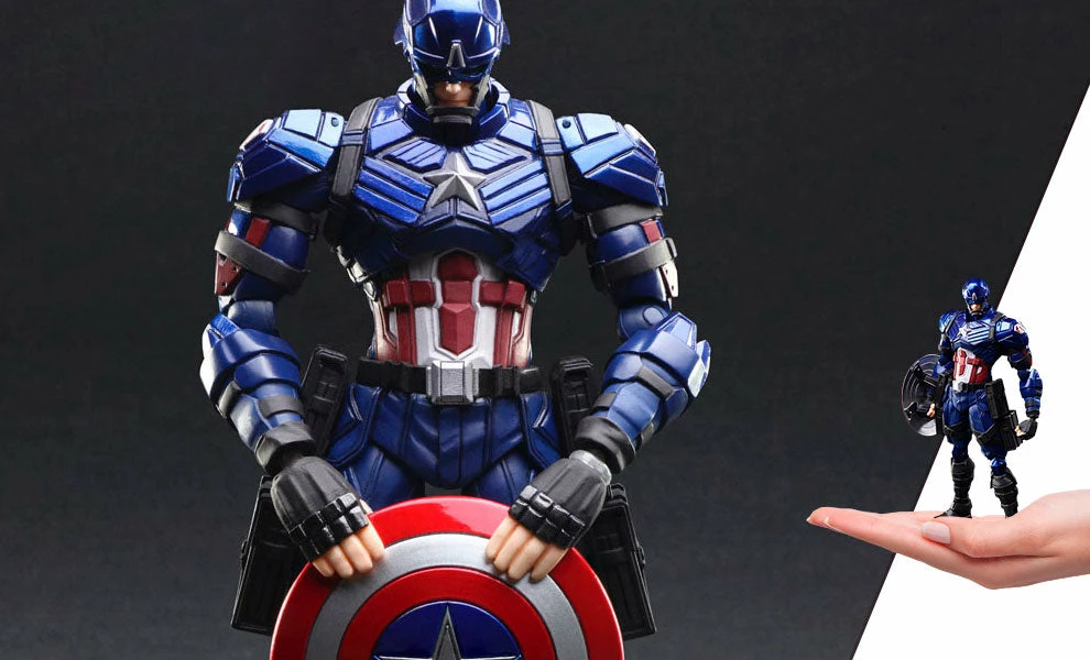 Discount 👍 Captain America Action Figure By Square Enix Marvel Universe Variant BRING ARTS™ 🔥 1 Captain America Action Figure By Square Enix Marvel Universe Variant BRING ARTS™
