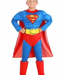 Fun.com Classic Superman Deluxe Costume For Kids Cosplay, Halloween Costumes