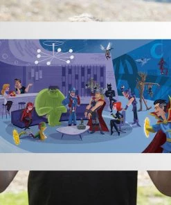 Discount 🧨 Party At Avengers Tower Art Print By Sideshow Collectibles By Artist Kat Hudson. ❤️ 11 Party At Avengers Tower Art Print By Sideshow Collectibles By Artist Kat Hudson.