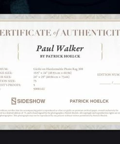 Paul Walker Art Print By Sideshow Collectibles By Renowned Photographer Patrick Hoelck.