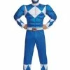 Fun.com Cosplay, Halloween Costumes Power Rangers Blue Adult Muscle Cosplay Costume